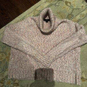J crew pink multicolor Cozy Cowl Neck Sweater